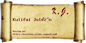 Kulifai Jolán névjegykártya