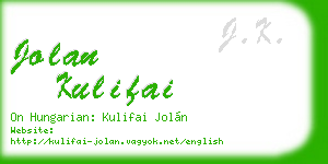 jolan kulifai business card